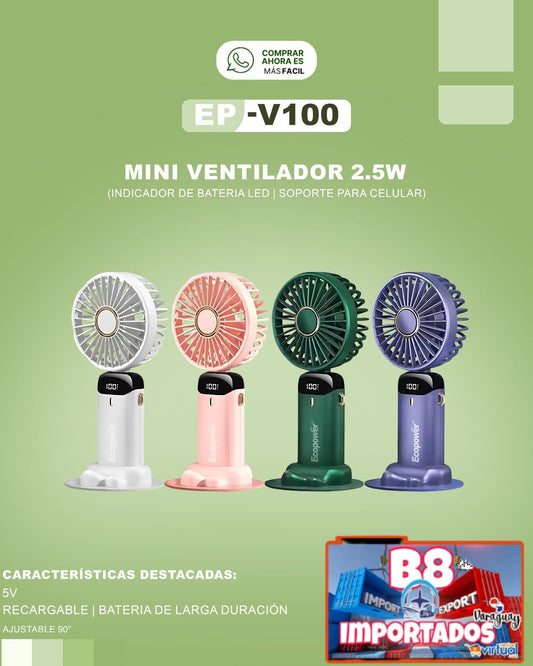 MINI VENTILADOR DE 2.5W POTENTE Y PORTAT